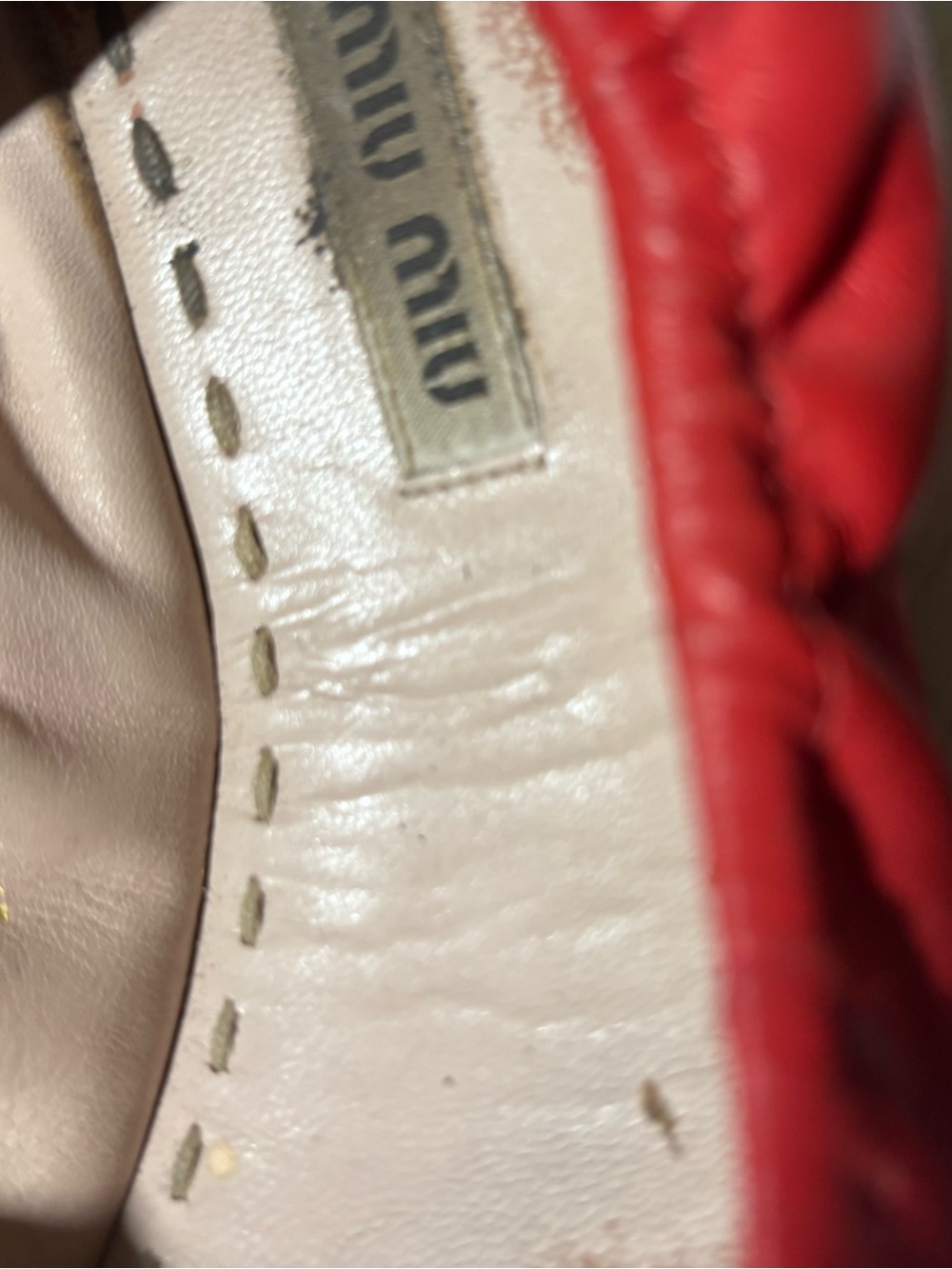 Miu Miu Coral Red Bow Leather Ballet Flat - Picture 13 of 16